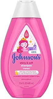 Johnson's Baby Shiny Soft TearFree Kids' Shampoo with Argan Oil Silk Proteins Paraben Sulfate DyeFree Formula Hypoallergenic Gentle for Toddler's Hair, 13.6 Fl Oz