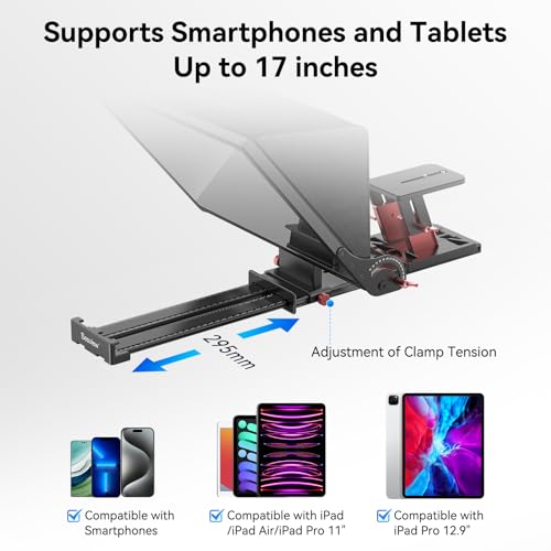Image of Desview P17 Portable Teleprompter for Camera Video Recording, Foldable Auto-Scrolling Prompter with Wireless Remote Sunshade & Tripod Mount Compatible with iPhone Android Tablet