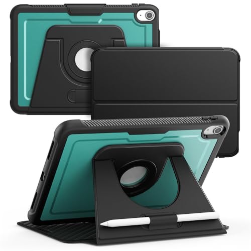 Étui iPad Air 11 M3 2025 vert foncé rotatif en cuir et silicone rigide