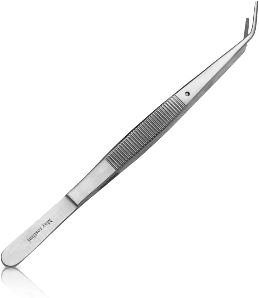 Anatomical Tweezers - Anatomical Forceps - Angled And Serrated Peak - Stainless Steel