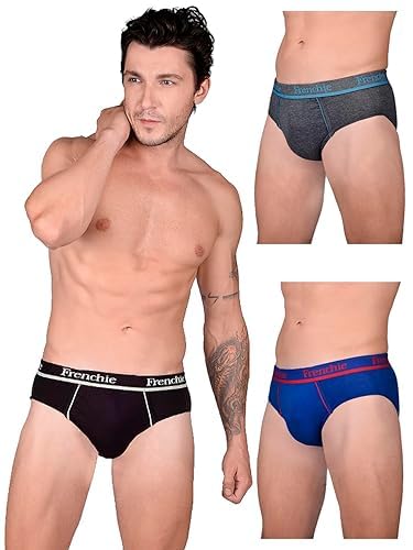 Image of Frenchie VIP Pro Mens 100% Cotton Brief with Outer Elastic Ultrasoft Waistband Briefs Combo for Mens, Assorted