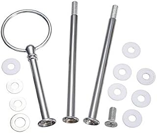 3 Tier Heavy Duty Cake Plate Stand Handle Fittings Round Hardware Rod Holder Dessert Cupcake Stand for Tea Party Serving Platter (Silver)