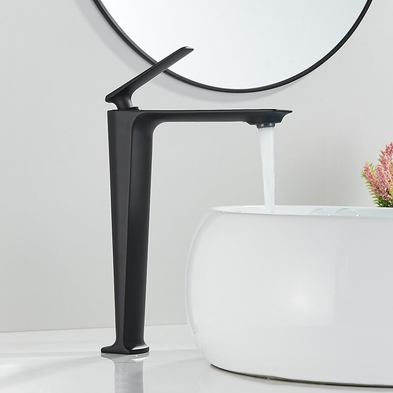 Mitigeur lavabo eau chaude et froide avec bec tall noir chic