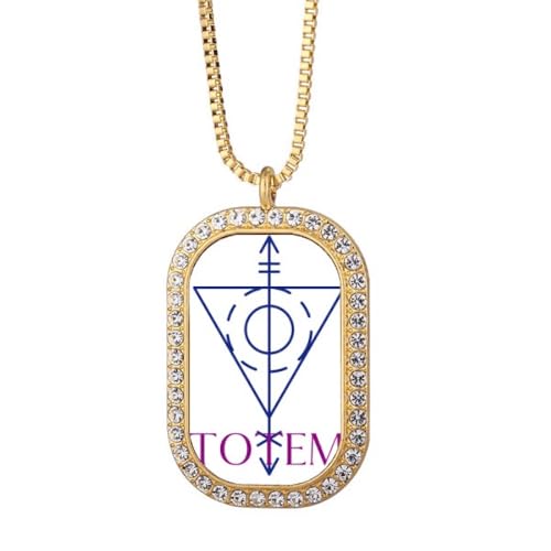 no/no Collar con colgante de círculo de tótem triangular con punta de flecha, joyería dorada de diamantes