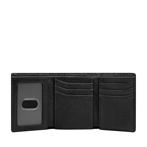 Image of Fossil Men's Wallet, Huntington Leather Trifold Wallet for Men, Black