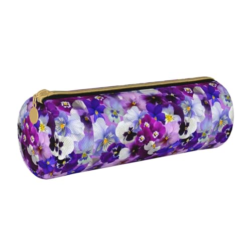 Astuccio portamatite con cerniera per adulti motivo floreale colore: taglia unica leggero bianco viola pelle