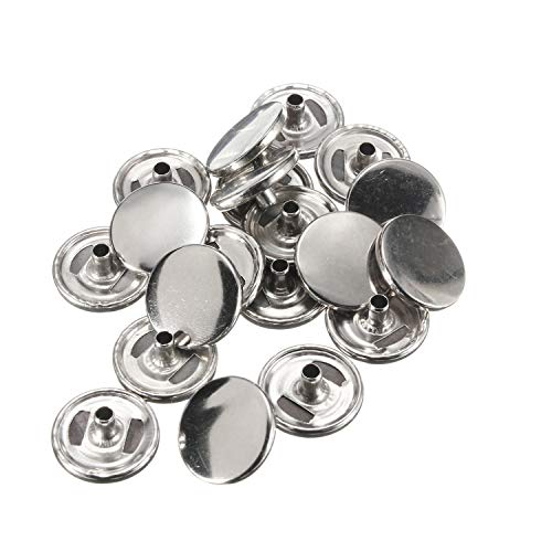 Weddecor 15mm Silver Press Studs Caps for Arts Crafts, Leathercrafts, Jackets, Bags, Straps, Jeans, Clothes Repair, Heavy Duty Brass Nickle Free Male Snap Fasteners Secure Closure, 50pcs