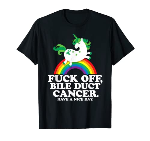 Fuck Off Bile Duct Cita Cáncer Divertido Unicornio Rainbow Regalo Camiseta