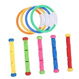 WEKAMOS 9 Piezas Juguete de Buceo para Piscina Conjunto de Aros Palos para Colores Brillantes Sin Puntas Afiladas para Diversión Acuática y Aprendizaje de Natación