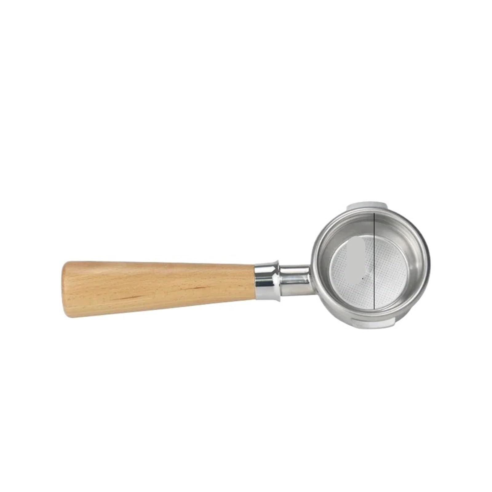 Portafiltro sin fondo de 58mm, compatible con cafetera Breville BES900/920/980, mango acero inoxidable 304, 2 orejas(58mm-Breville-Beech)