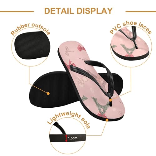 Burbuja Cute Eiffel Towers with Bows Flip Flops for Women Men, Soft Thong Sandals Rubber Slippers for Pool Beach Essentials3