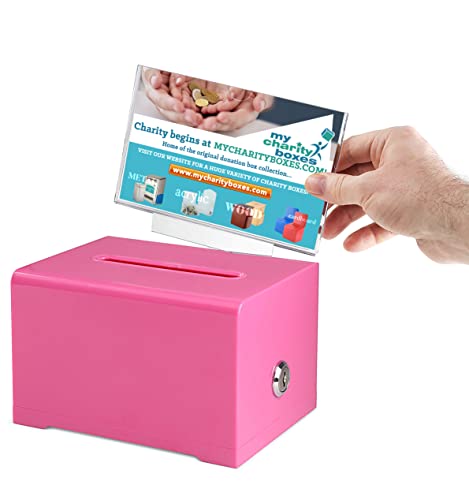 Mcb Quality Acrylic Like Donation And Suggestion Ballot Box With Lock - Secure And Safe Drawing Ticket Box - Great For Business Cards And Events (Pink) #TOP1