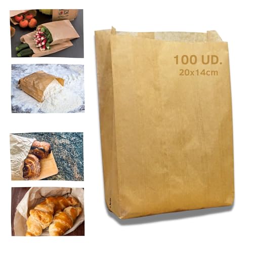 Grupo Darik Pack Con 100 Unidades. Bolsas De Papel Kraft Para Alimentos, 20 X 14 Cm, Bolsas De Panadería, Bolsas De Papel De Estraza Para Manualidades, Bolsas De Pan, Bolsas Para Golosinas Grupo Darik Pack Con 100 Unidades. Bolsas De Papel Kraft Para Alimentos, 20 X 14 Cm, Bolsas De Panadería, Bolsas De Papel De Estraza Para Manualidades, Bolsas De Pan, Bolsas Para Golosinas