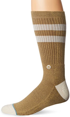 Stance Men's Salty Classic Stripe Arch Support Classic Crew Sock, Brown, L