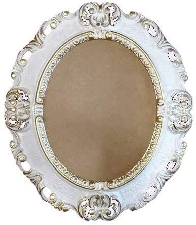 Artissimo Marcos de fotos ovalados de estilo barroco, 45 x 37 cm, marco de espejo 24 x 30 cm, color blanco y dorado
