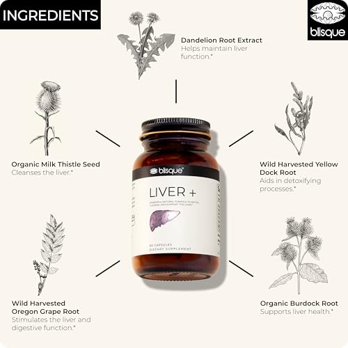 Blisque – Liver Complex Supplement to Detox, Cleanse, and Repair The Liver | Doctor-Approved | Natural Ingredients | Milk Thistle, Dandelion, and Burdock Root | 90 Capsule Pills - Image 5