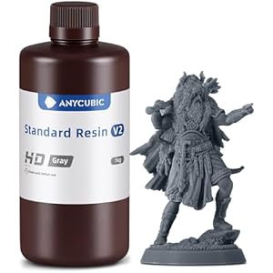 ANYCUBIC 3D Printer Resin, Upgraded 8K Standard Resin V2, Enhanced Toughness and Strength, Lower-Odor, High Precision 3D Printing Resin for All LCD Resin 3D Printers (HD Grey, 1kg) HD Grey 1