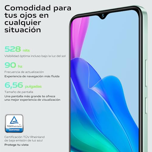 VIVO Y03, Smartphone 4 GB RAM + 128 GB ROM, Pantalla superbrillante 6.56 Pulgadas 90 Hz, Batería 5000 mAh, Resistencia IP54, Cuerpo Delgado y curvatura 2.5D, Android 14, Verde - Imagen 5