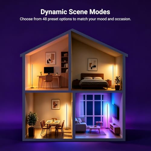 Image of NEEWER NF04 RGB IC W Smart Floor Lamp, 1000lm LED Corner Light Compatible with Google Assistant Alexa, APP /AI Design /Music Sync /16 Million Color Living Room Bedroom Home Decor Ambient Lighting