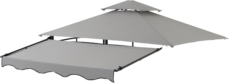 CHARMELEON 8x8 Grill Gazebo Replacement Cover Canopy Top&Awning -Light Grey Fabric only; Metal Parts not Included