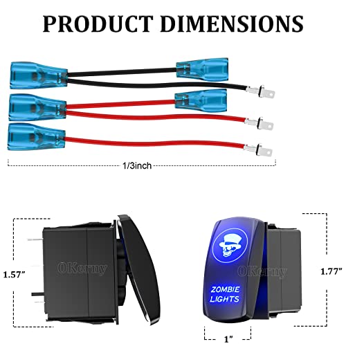 Rocker Switch Zombie Lights, Laser Etched Toggle Switch On/Off Spst 5Pin 12V 24V Switch Jumper Wires For Cars Trucks Caravans Marine Boat Atv Utv Rv #TOP5