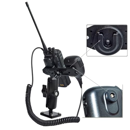 Image of HYS Duty Drill Base Tablet Holder Mount for Truck & Vehicle, Drill Base Tablet Holder with Aluminum Arm for All HT'S Radio with Belt Clip Motorola SL300, APX6000, APX8000, & Cb Radio Mic Hang Up