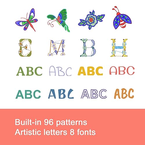 Poolin Computerized Embroidery Machine For Clothing, 7'' Large Lcd Touchscreen, 4" X 9.2" Large Embroidery Area For Beginners, Combo Include Threads&Tear Away Stabilizer&Bobbins #TOP3