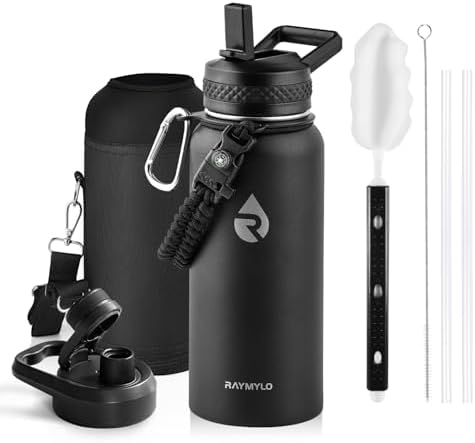 RAYMYLO Insulated Water Bottle 32 oz, Triple Wall Vacuum Stainles...