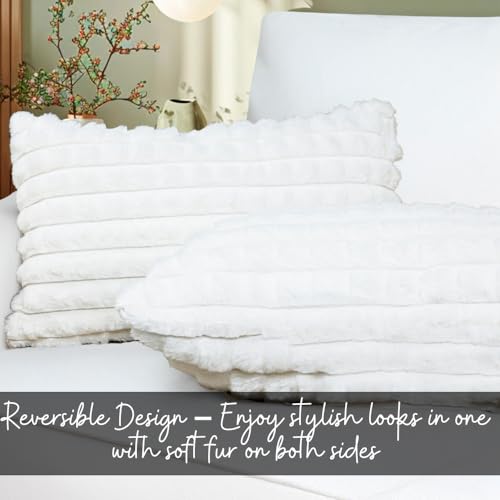 Image of HOMADORN Luxury Plush Fur Reversible Cushion Cover Ultra Soft & Cozy (Pack of 2)