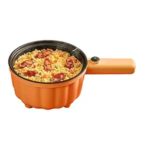 Mini Electric Cooker, Versatile Electric Hot Pot Easy to Clean Two Gear Fire for Office (Pumpkin Color)
