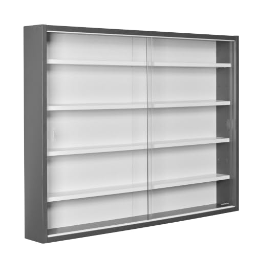 Inter Link Sammlervitrine Glasvitrine für Figuren Wandvitrine Grau 80x60cm...
