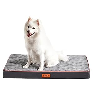 Large Waterproof Orthopedic Egg Crate Foam Dog&Cat Beds Supportive Dog Bed Matt for Medium Dogs Removable Washable Cover Oxford Fabric Bottom & Quilted Velvet Top, Suitable up to 75lbs