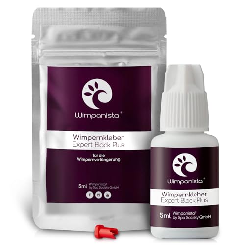 Wimpanista® Wimpernkleber Expert Black PLUS (5ml) für die Wimpernverlängerung, 1-2 Sek. Trocknungszeit, Farbe Schwarz