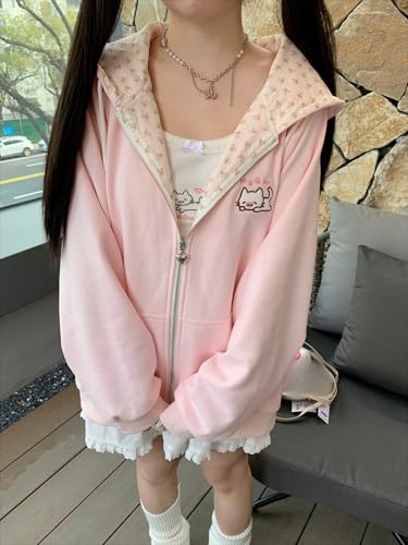 Image of Pokn Y2K Zip Up Hoodie Jojifuku Cutecore Kawaii Hoodie Clothes Women Long Sleeves Tops Graphic Cutecore Shoujo Clothes