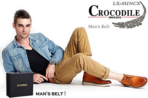 Image of Men's Belt,Alligator Belt Cowhide Crocodile Print Belt Buckle - with Gift Box