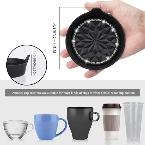 Image of Amooca 2-Pack Car Cup Holder Coaster Bling Crystal Rhinestone Car Interior