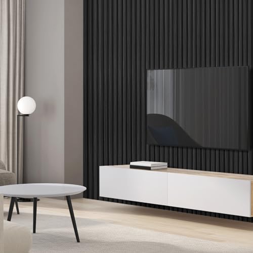 Art3d Slat Wall Panels, WPC Soundproof 3D Wall Paneling for Interior Wall Decor, TV Background, 8-Pack 96 x 6 in. Black