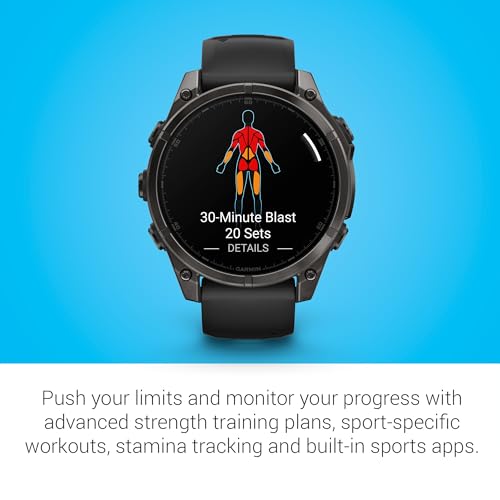 Image of Garmin Fenix 8, 47mm, AMOLED, Sapphire, Smartwatch, Carbon Gray Titanium with Black /Pebble Gray Silicone Band