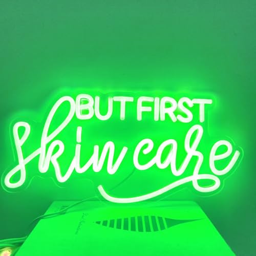 Image of But First Skin Care Led Neon Lights Sign for Home Spa Beauty Cosmetic Salon Wall Decor, Spa Day Gifts for Women,Spa Products Aesthetic Center Salon Door Decorative Acessories(Green)