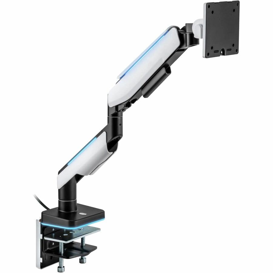 Image of Mount-It! Heavy-Duty Ultrawide Monitor Arm up to 49 inch / 44 lb for Samsung Odyssey G9, 75x75 and 100x100 VESA Desk Mount for Widescreen Curved Monitors, Gas Spring, RGB Lights, Clamp and Grommet