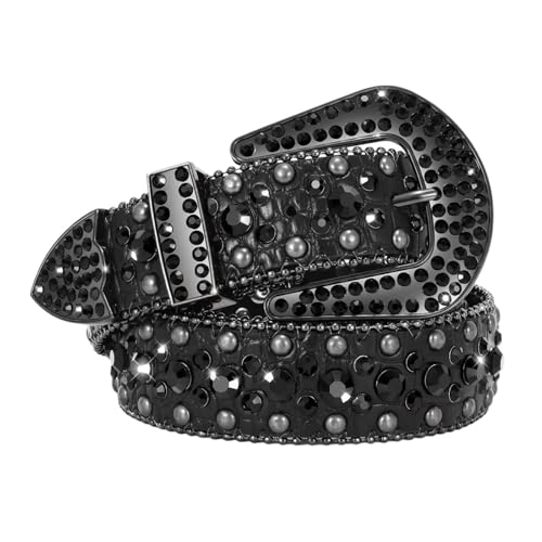Ceinture occidentale strass femme cuir clouté cowboy jeans diamant