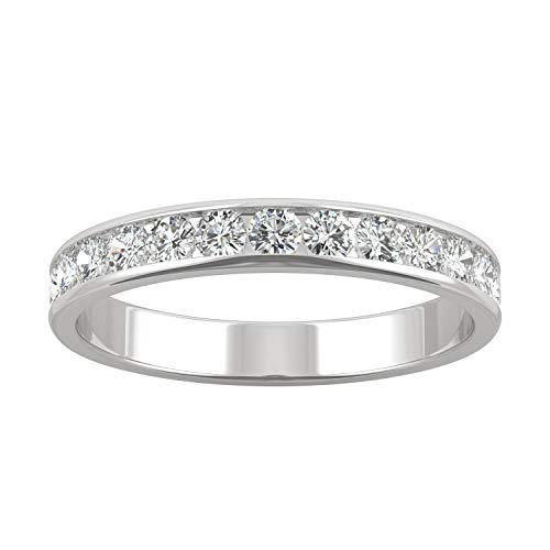 Charles & Colvard 14K White Gold Moissanite 2.2Mm Round Wedding Band-Size 7, 0.64Cttw Dew #TOP27
