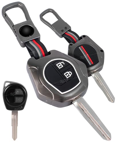 Image of Metal Silicon Key Cover Compatible for Maruti Suzuki S-Presso,Swift,SX4,DZire,Ignis,Alto,Vitara Brezza,Celerio,Ertiga,Ciaz,SCross,Baleno,Ritz 2 Button Key Visible in Low-Ligh Condition