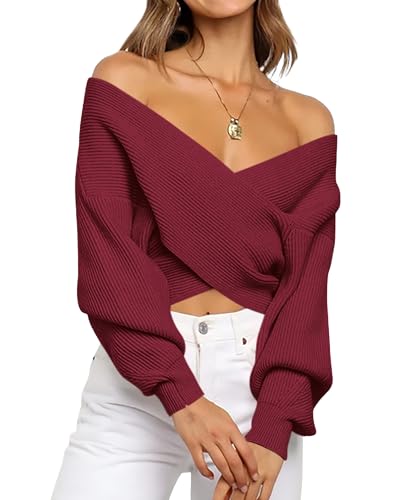 BTFBM Off The Shoulder Sweater for Women Winter Fall Fashion