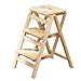 ZDW Stepladders American 2-En-1 À Double Usine Chaise de Chaise de Chevrons En Bois Solide Selles Pliantes Tabourets de Ménage Intérieur Multifonction 3/4 Étapes/42 Cm X 56 Cm X 66 Cm
