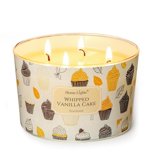 HomeLights Velas perfumadas para mujer y hombre, frascos de 18oz, aromaterapia, vela de 4 mechas, ideal para decoración y regalos con un estilo rústico y moderno, pastel de vainilla batida