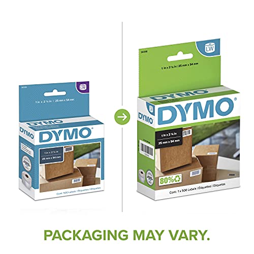 DYMO LW Multi-Purpose Labels for LabelWriter Printers, 1" x 2-1/8" (25 x 54 mm) Stickers, Black Print, White Label Maker Tape, 1 Roll of 500 - Great for Barcodes by DYMO - Image 2