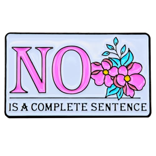 Image of Enamel Pin,No Is A Complete Sentence Lapel Pin,Humorous Badge Gift For Teens Interns Students Partners Family Member Friends Freshman DIY Decor Jacket Canvas Bag Backpack Lanyards Accessory