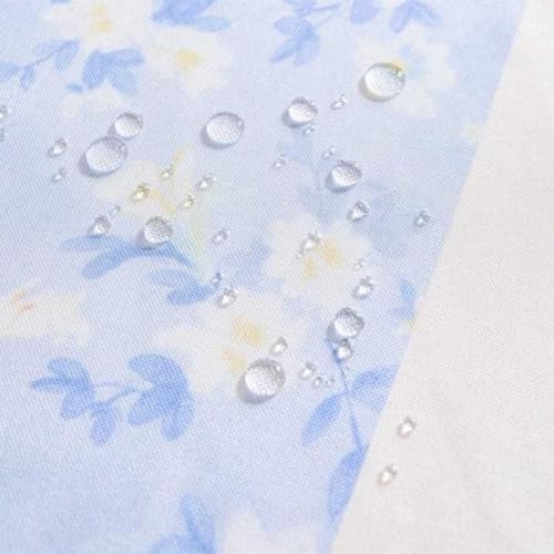 Image of HOMETHREADS Premium Cotton Chair Cover Set | Soft & Comfortable Seat Covers with Anti-Skid Non-Slip Backing + Waterproof Dining Table Cover (150x240 cm) White SkyBlue, 8 Chair Covers + 1 Table Cover
