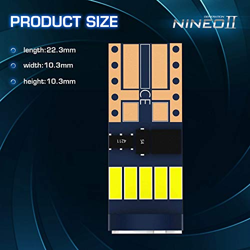 Nineo 10 Pcs 194 921 T10 Led Bulbs 15-Smd 4014 Chips Canbus 6000K White For Car Interior Door Dome Map Backup Reverse License Plate Courtesy Sidemarker Parking Trunk Glove Box Light #TOP4